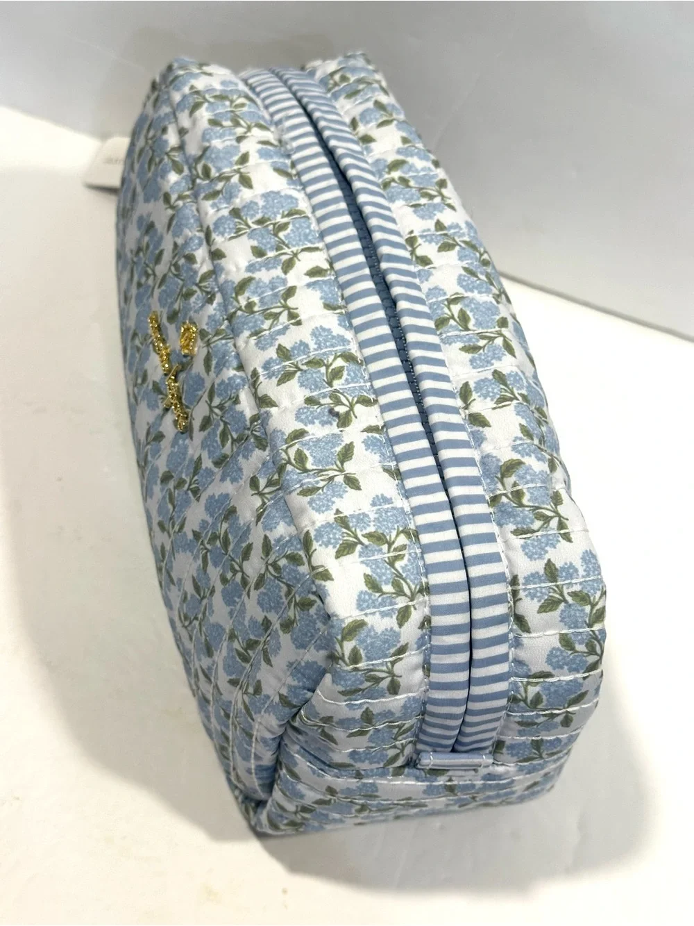 Nanette Lepore Blue Floral Quilted Cosmetic Pouch/ Bag
